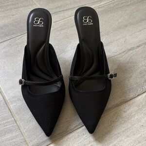 Cosy island black slip on stiletto heels mule. Never worn 9.5